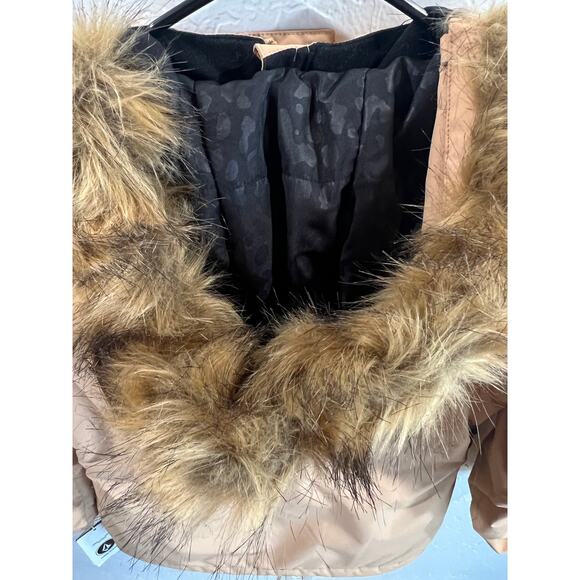 Girl’s M Volcom So Minty Tan Hooded Insulated Jacket Faux Fur NWT - Picture 12 of 16